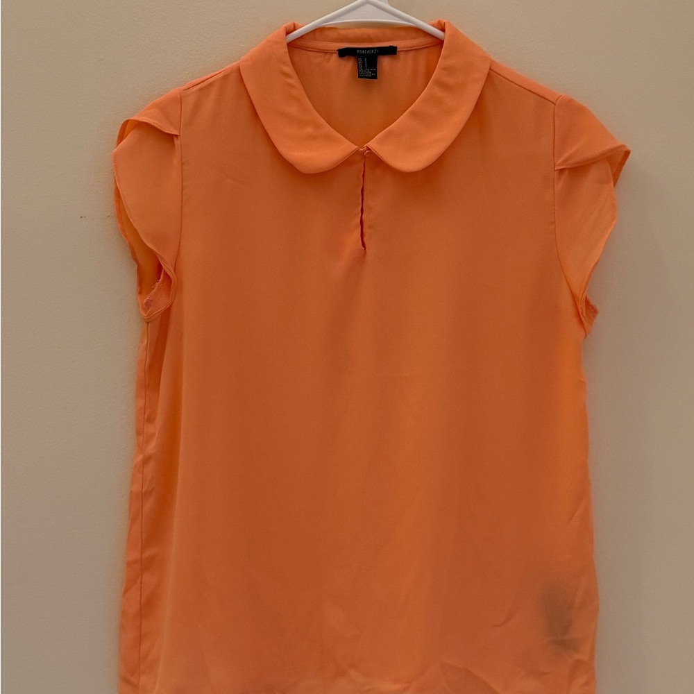 Forever 21 Orange Peter Pan Collar Blouse